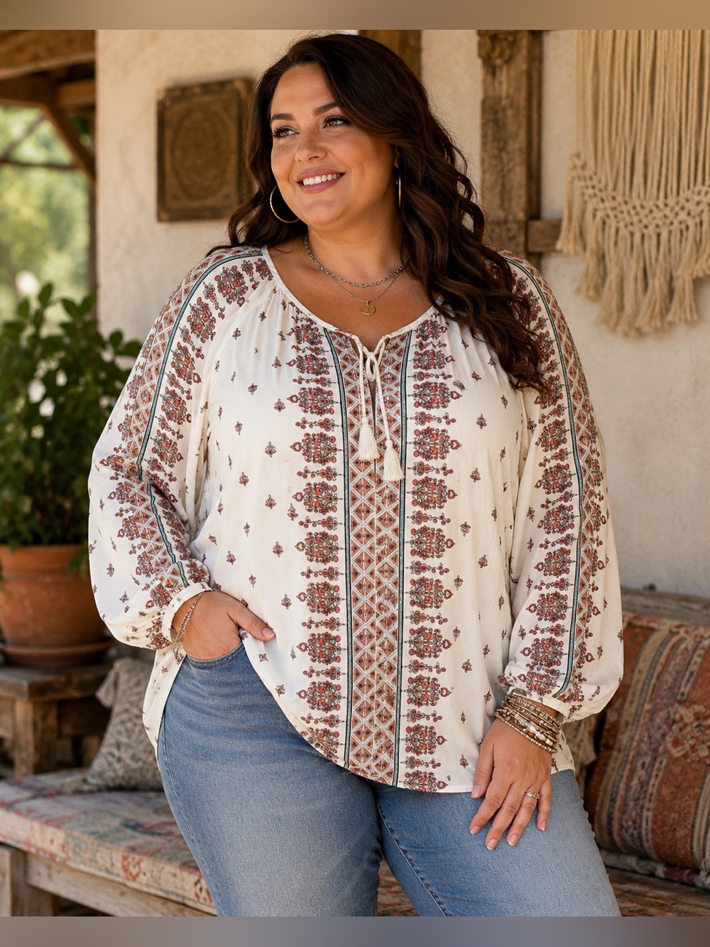 HOPE SPRINGS Floral Peasant Top EUC